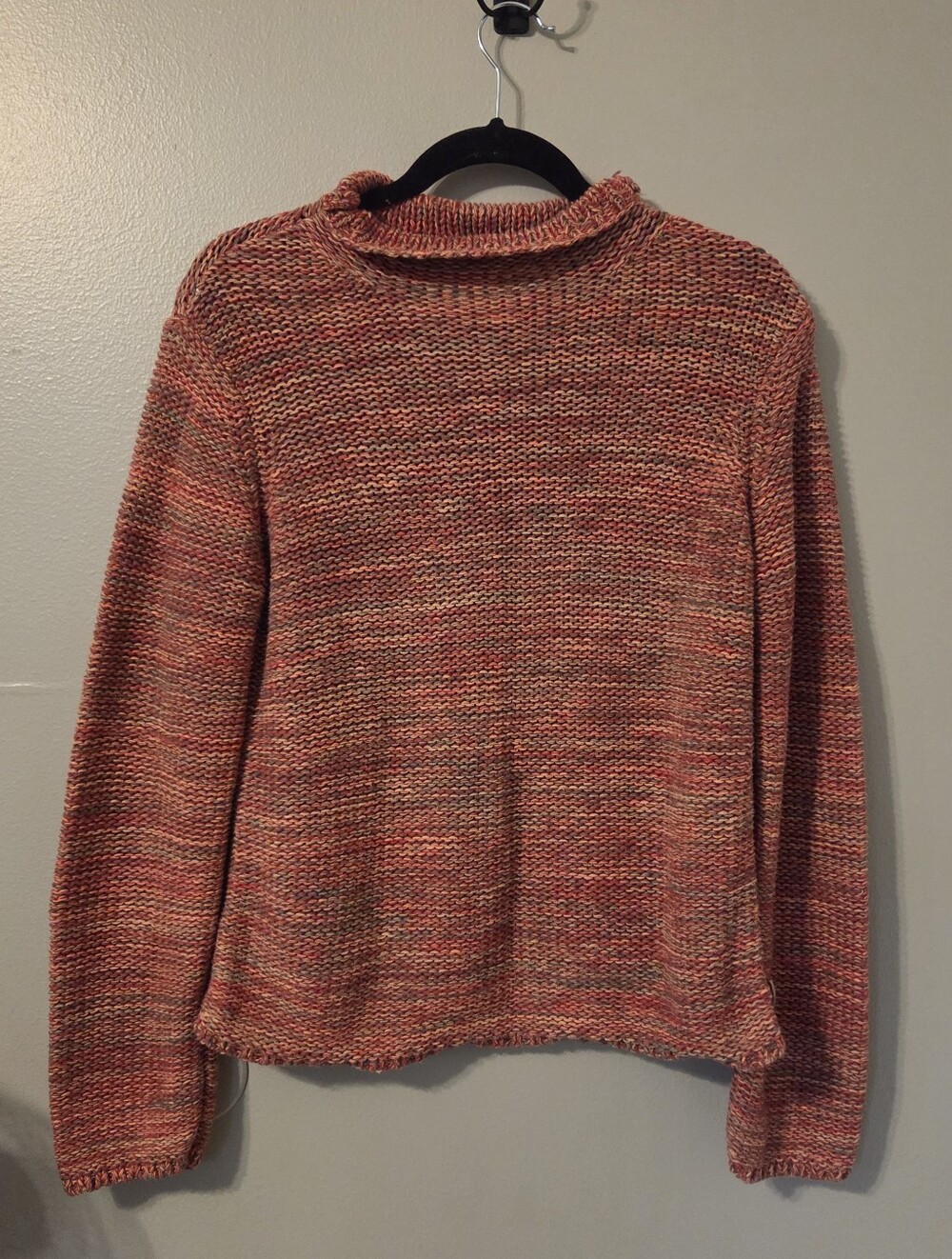 Calvin Klein Vintage Women's Pink Knit Boho 100% Cotton Rollneck Sweater. Sz M
